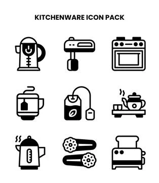 Kitchenware DuoTone Graphics Icons Pack Stock Illustration