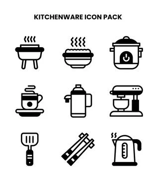 Kitchenware DuoTone Graphics Icons Pack 스톡 일러스트
