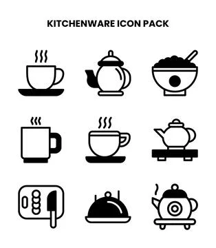 Kitchenware DuoTone Icons Pack Stock Illustration