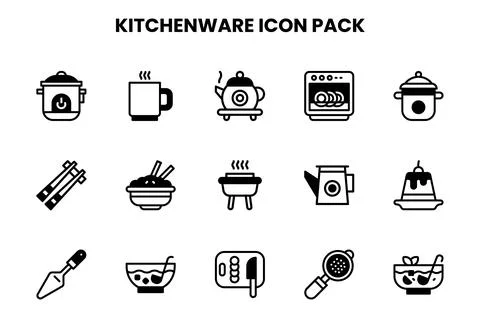 Kitchenware DuoTone Icons Pack Stock Illustration