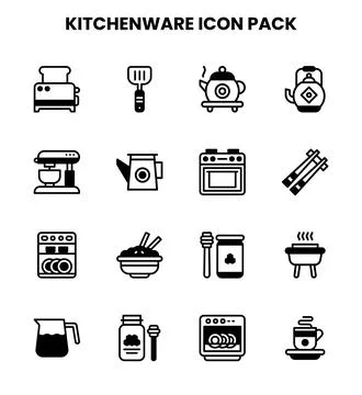 Kitchenware DuoTone Set Icons Pack Stock Illustration