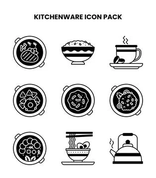 Kitchenware DuoTone Set Icons Pack Stock Illustration