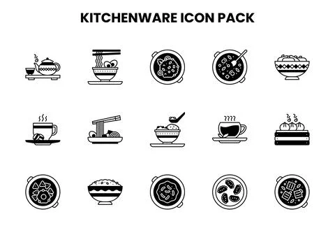 Kitchenware DuoTone SVG Icons Pack Stock Illustration