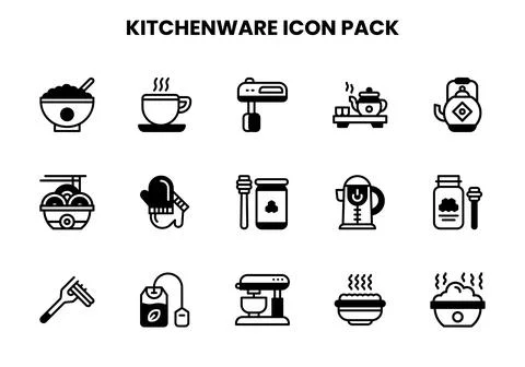 Kitchenware DuoTone UI Icons Pack 스톡 일러스트