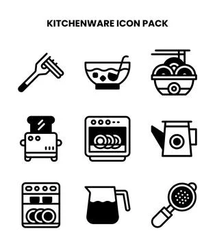 Kitchenware DuoTone Vector Icons Pack 库存插图