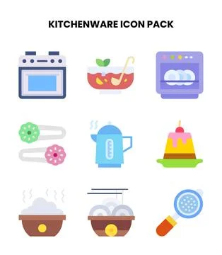 Kitchenware Flat Bundle Icons Pack Stock Illustration