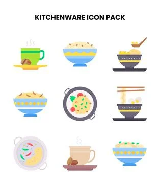 Kitchenware Flat Bundle Icons Pack Stock Illustration