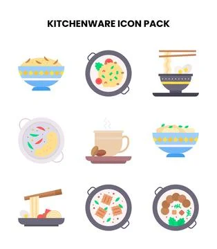 Kitchenware Flat Graphics Icons Pack Stock Illustration