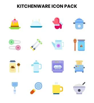 Kitchenware Flat Graphics Icons Pack Stock Illustration