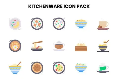 Kitchenware Flat Icons Pack Stock Illustration