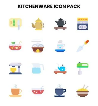 Kitchenware Flat Icons Pack Illustrazione stock