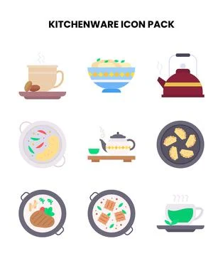 Kitchenware Flat Icons Pack Stock Illustration