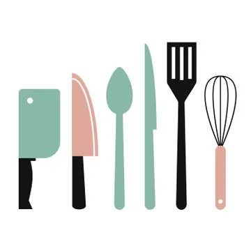 Kitchenware flat illustration on white Stock Illustration