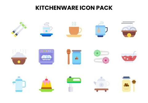 Kitchenware Flat SVG Icons Pack イラスト素材