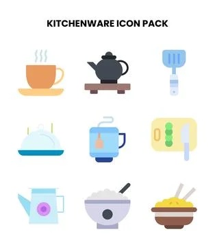 Kitchenware Flat SVG Icons Pack Illustrazione stock
