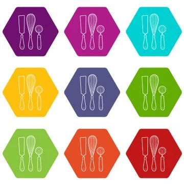 Kitchenware icons set 9 vector Illustrazione stock