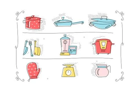 Kitchenware icons set Stock Illustration
