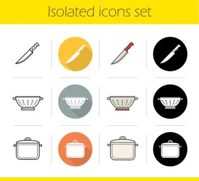 Kitchenware icons set 스톡 일러스트