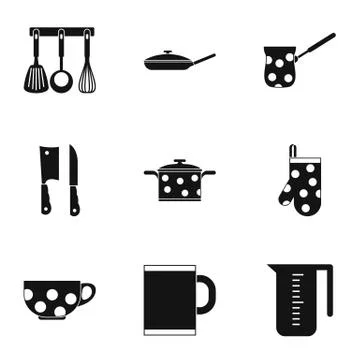 Kitchenware icons set, simple style Stock Illustration