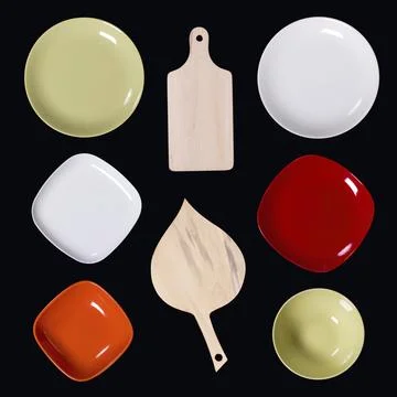 Kitchenware isolated on black Stock Photos