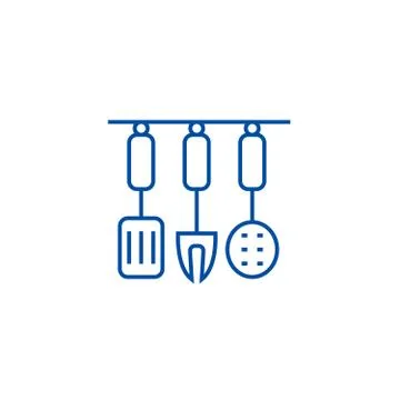 Kitchenware, kitchen accessories line icon concept. Kitchenware, kitchen Stock Illustration