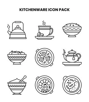 Kitchenware Line Graphics Icons Pack 스톡 일러스트