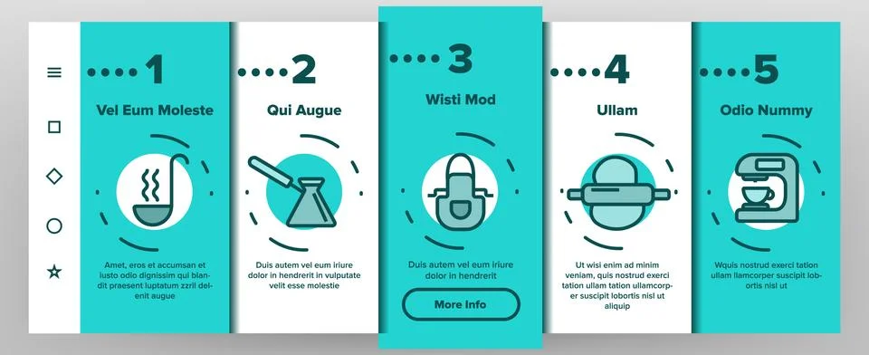 Kitchenware Line Icon Set Onboarding Stock Illustration