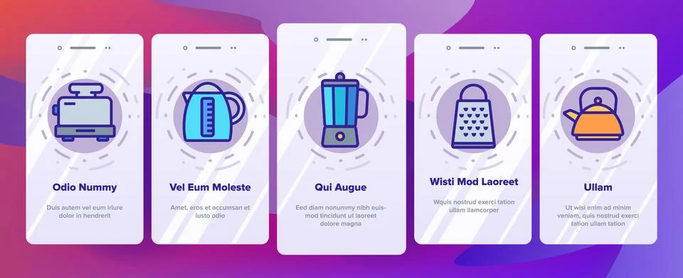 Kitchenware Line Icon Set Vector Onboarding Stock Illustration
