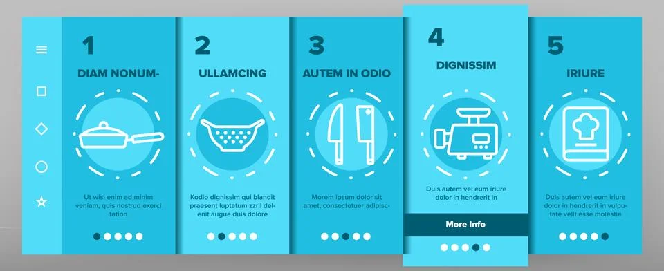 Kitchenware Line Icon Set Vector Onboarding 스톡 일러스트