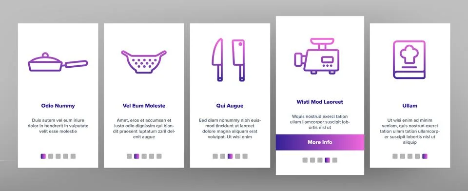Kitchenware Line Icon Set Vector Onboarding Stock Illustration