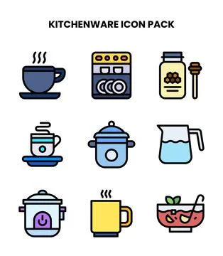 Kitchenware Lineal Color Icons Pack イラスト素材