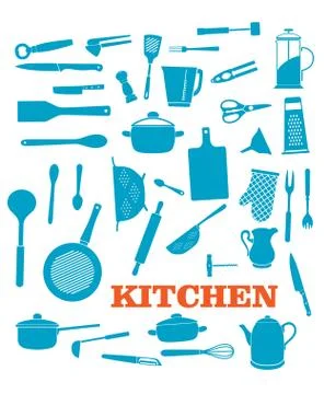 Kitchenware objects set Stock Illustration