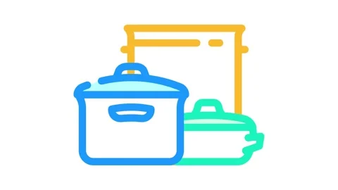 Kitchenware pot cooking color icon animation Stock Footage 327272730