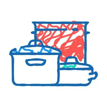 Kitchenware pot cooking icon doodle illustration Stock Illustration