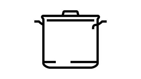 Kitchenware pot cooking line icon animation Stock Footage 326138071