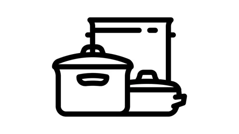 Kitchenware pot cooking line icon animation Stock Footage 326766812