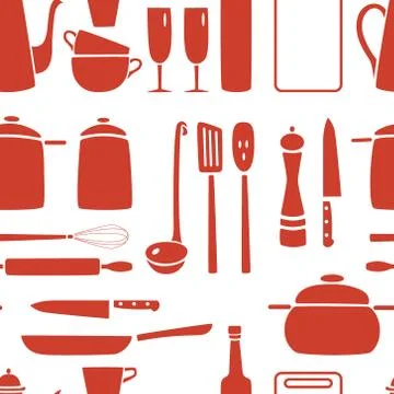 Kitchenware seamless pattern 스톡 일러스트
