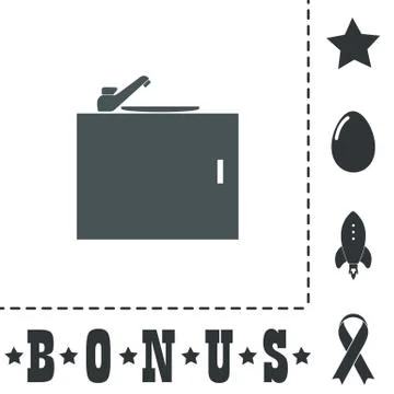 Kitchenware sink basin icon, sign and button Stock Illustration
