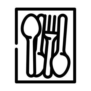 Kitchenware spoon and fork line icon vector illustration Stock Illustration