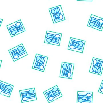 Kitchenware spoon and fork vector seamless pattern 库存插图