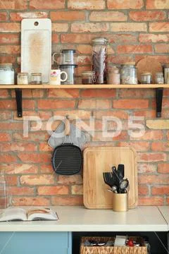 Kitchenware on the table Stock Photos