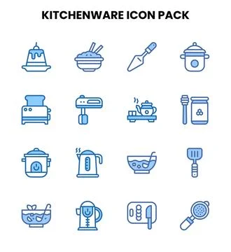 Kitchenware Two Colour Design Icons Pack 库存插图