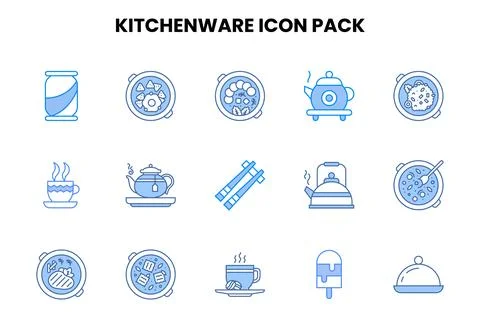 Kitchenware Two Colour Graphics Icons Pack Stock Illustration