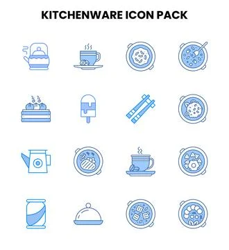 Kitchenware Two Colour Scalable Icons Pack Stock Illustration