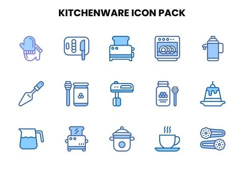 Kitchenware Two Colour Scalable Icons Pack Stock Illustration
