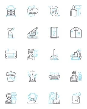 Kitchenware utensils linear icons set. Spoon, Fork, Knife, Ladle, Spatula, Tongs 스톡 일러스트