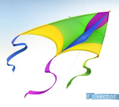 Kite, 3d vector icon Stock Illustration