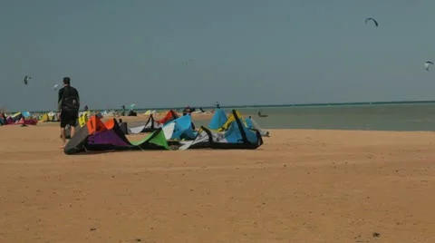 Kite at the beach Stock Footage 22635693