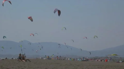 Kite on the beach (kite zone) Montenegro Stock Footage 43040767
