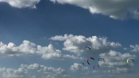 Kite beach on a sunny day. The city attracts 20 million Stock Footage